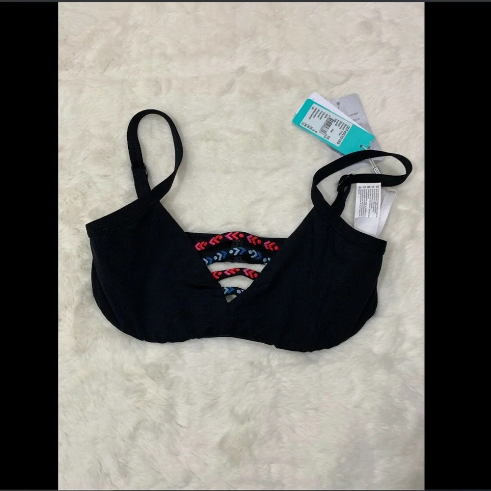 NWT Seafolly Desert Tribe‎ Underwire Bikini Top Black [SZ 6DD US/ 10DD AU]